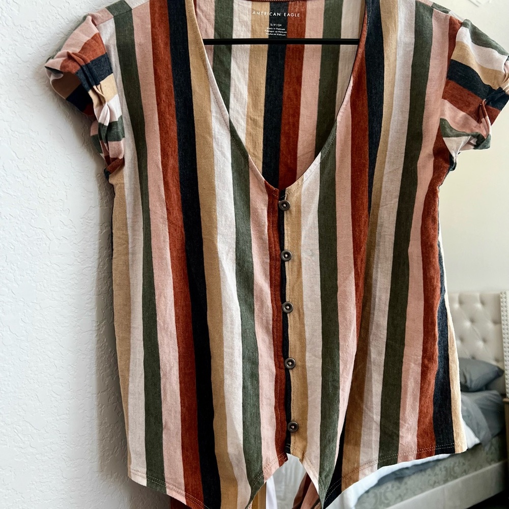 American Eagle Outfitters Multicolor Striped Button-Down Shirt